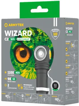 Мультифонарь Armytek Wizard C2 WG Magnet USB, белый и зеленый свет, изображение 3