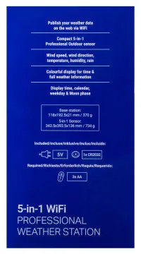 Метеостанция Explore Scientific «5 в 1» Wi-Fi с цветным дисплеем, черная, изображение 4