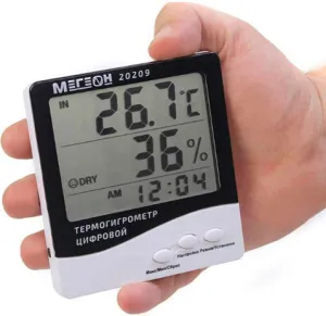 Термогигрометр цифровой МЕГЕОН с выносным датчиком, настольный (20209), изображение 3