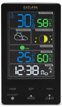 Метеостанция Explore Scientific Classic с цветным дисплеем, черная, изображение 2