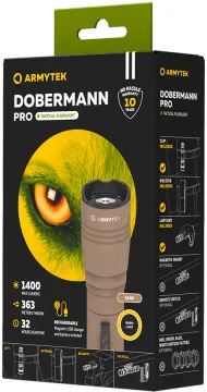 Фонарь тактический Armytek Dobermann Pro Magnet USB, теплый свет, изображение 2